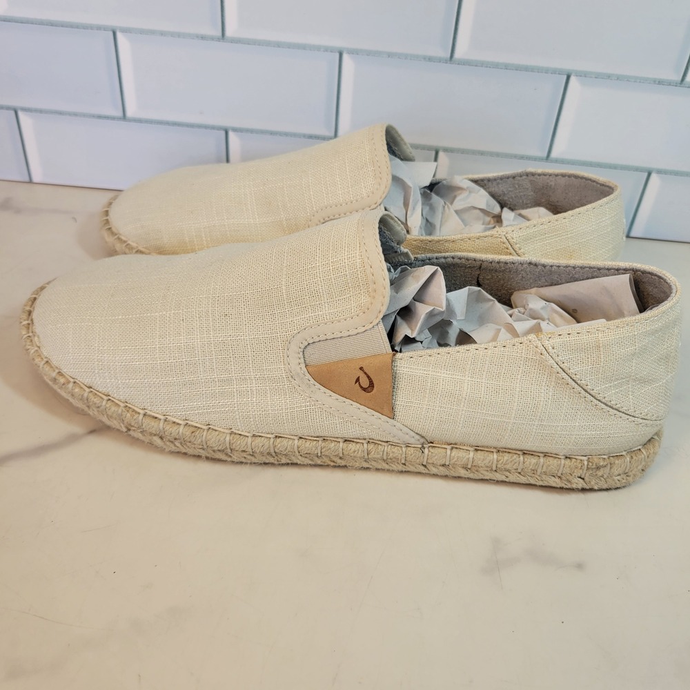 Olukai Kaula Pa'a Kapa Womens Espadrilles Linen Slip On Braided Size 8